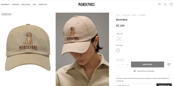 O boné bege da marca Mondepars, criada por Sasha Meneghel, completou o visual casual de Bruna Marquezine no Rio