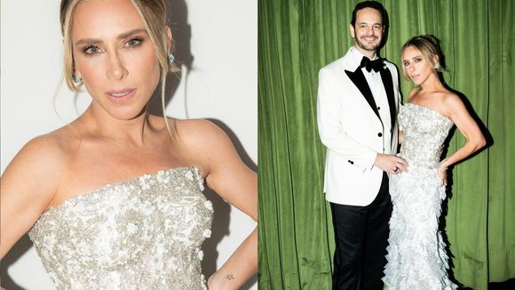 3.500 pétalas de organza, cristais Swarovski e um toque de Dior: o vestido de festa criado por Lethicia Bronstein para renovar votos de seu casamento