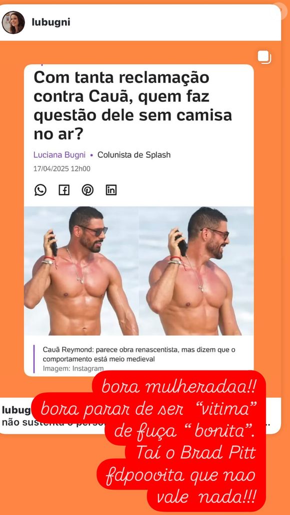 Cauã Reymond foi alfinetado por Luana Piovani, que defendeu Bella Campos em meio a polêmicas