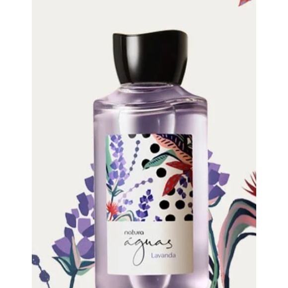 Colônia Feminina Águas de Lavanda, da Natura, é uma fragrância floral leve, ideal para quem busca tranquilidade: traz notas de lavanda, alecrim, baunilha e casca de canela.