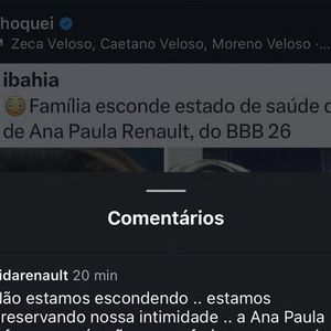 Após dias de especulação nas redes sociais, a família de Ana Paula Renault se pronunciou sobre a saúde do pai da participante do BBB 26. O ex-deputado segue internado, mas apresenta melhora