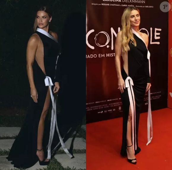 Em janeiro, Andressa Suita foi vista usando um vestido longo com recortes generosos da marca David Koma, desfilado em 2024. Tempos depois, Carolina Dieckmmann apareceu com o mesmo look no Festival de Cinema do Rio de Janeiro