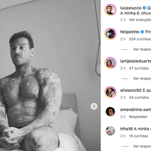 "Qual é a sua palavra para a semana q passou? A minha é: chuveiro", brincou Lucas Lucco em um post aleatório na web
