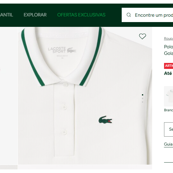 Rafaella Justus escolheu uma blusa branca feita com tecido stretch respirável e colarinho listrado verde