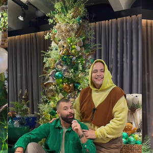 Por que não? Tiago Abravanel, neto de Silvio Santos, e o marido Fernando Poli criaram uma decoração totalmente inusitada e especial: uma árvore de Natal trabalhada em tons de verde inspirada no Shrek, personagem que Abravanel interpretará no musical brasileiro
