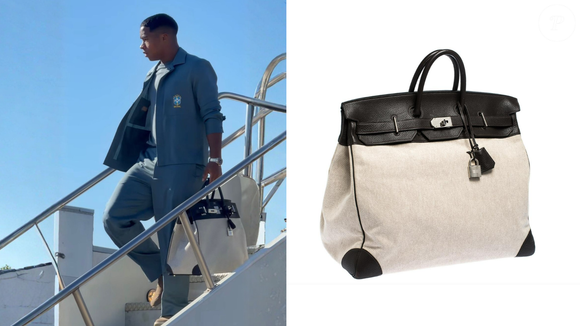 Vivendo sua primeira experiência em uma Copa do Mundo, Endrick desembarcou com uma imponente bolsa de viagem Hermès Haut à Courroies