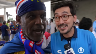 'Você é o pai do Vozinha?': repórter da Globo leva maior susto ao vivo na Copa do Mundo ao descobrir parentesco com goleiro sensação de Cabo Verde