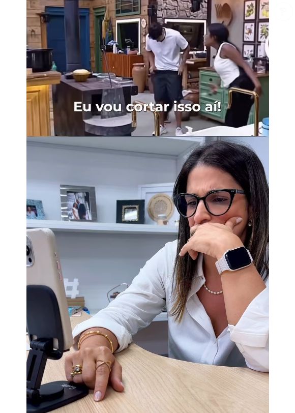 Em 'A Fazenda 17', Carol Lekker disse, rindo, que ameaçou o enteado com tesoura