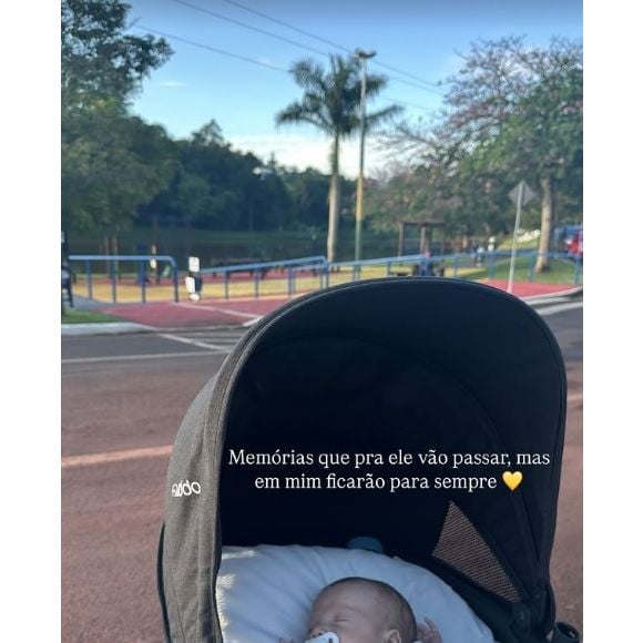 Isabel Veloso mostrou o filho, Arthur, dormindo em pracinha nesta quarta-feira 26 de fevereiro de 2025