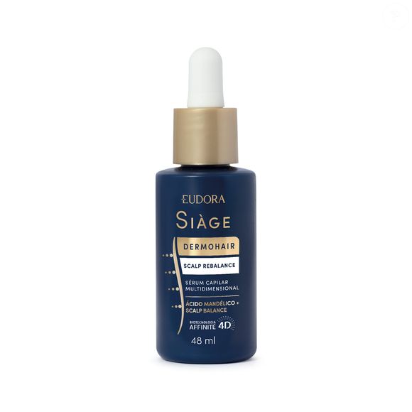 Eudora Siàge Sérum Capilar Multidimensional Siàge Dermo Hair Scalp Rebalance - 48ml | R$ 84,99 - tratamento noturno que atua na oleosidade, caspa, coceira e descamação, ajudando a restaurar o microbioma do couro cabeludo e reduzir a sensibilidade