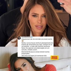 "Gente, nunca houve nenhum planejamento de evento de aniversário por aqui, sempre foi só um bolinho e hoje não fizemos nenhuma festa", disse Bruna Biancardi nos comentários de uma página do Instagram