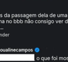 Aline Campos fez a acusação em interação com uma internauta no Instagram: ‘O que foi mostrado foi manipulado. A escolha sempre será dos olhos que veem’