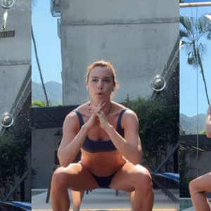 Alice Wegmann faz exercícios de biquíni