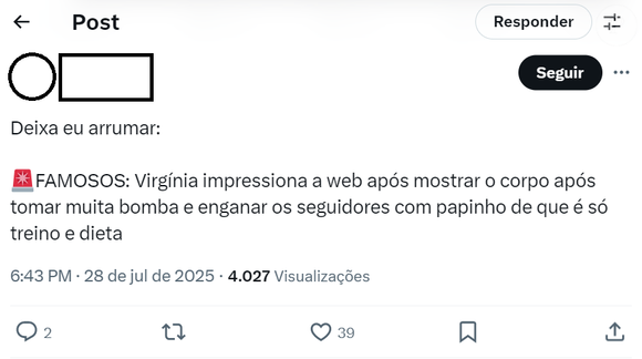 Virgínia Fonseca ‘impressiona a web após mostrar o corpo após tomar muita bomba e enganar os seguidores com papinho de que é só treino e dieta’, ironizou internauta