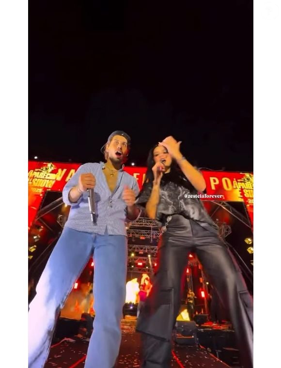 Ana Castela dançou de forma sensual ao lado de Zé Felipe durante show em Aparecida de Goiânia