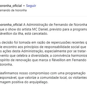 MC Daniel teve seu show no réveillon de Fernando de Noronha cancelado