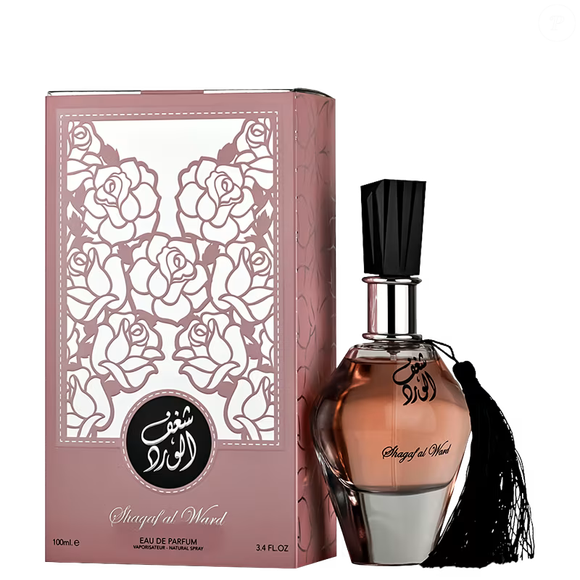 Shagaf Al Ward é a combinação de jasmim, rosa de maio, âmbar e cedro entrega um aroma refinado e envolvente, perfeito para quem gosta de perfumes elegantes, mas com personalidade