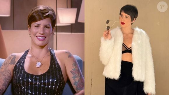 Fernanda Terra usava cabelo curto em um tom castanho iluminado, mas hoje está com a cor mais escura que na época de sua participação