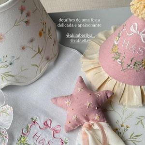 A decoração da festa da pequena Helena, filha de Neymar e Amanda Kimberlly, em tonalidades pastéis, além de borboletas e flores.