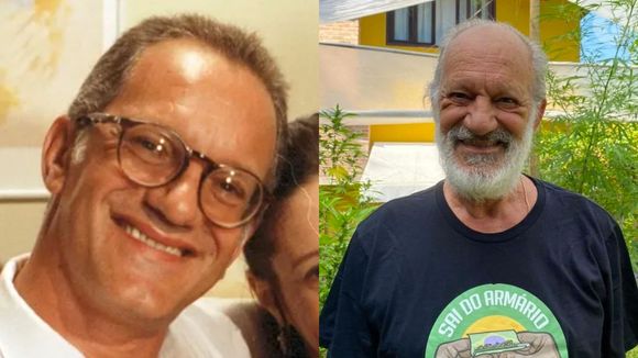 O ex-ator Ricardo Petraglia em 'História de Amor', há cerca de 30 anos atrás, e atualmente.