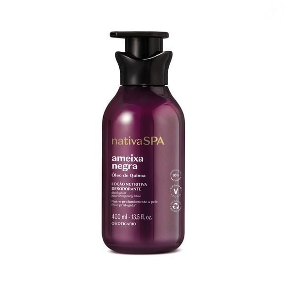 Loção Hidratante Desodorante Corporal Nativa SPA Ameixa Negra (O Boticário) - 400ml | R$ 66,90 - ideal para quem ama perfumação prolongada, a loção corporal hidrata profundamente enquanto deixa na pele a fragrância marcante e sofisticada das ameixas