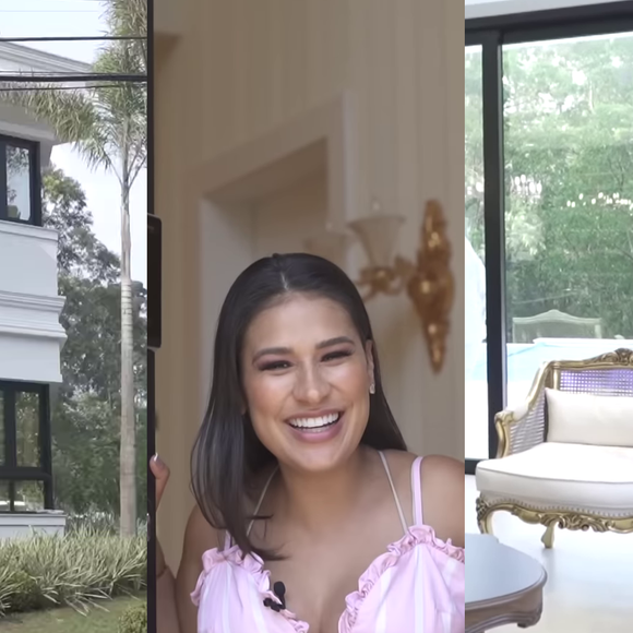 Avaliada em milhões, a mansão neoclássica de Simone Mendes tem 3 andares, elevador com foto, papel de parede Versace e muito luxo