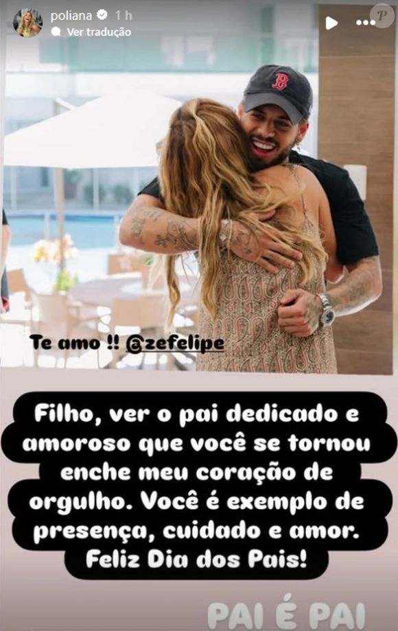Poliana Rocha homenageou Zé Felipe pelo dia dos pais e escreveu: 'Pai é pai'