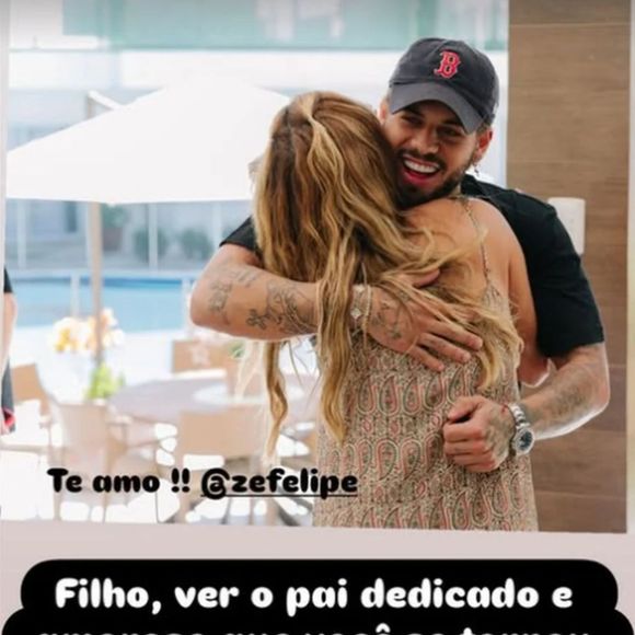 Poliana Rocha homenageou Zé Felipe pelo dia dos pais e escreveu: 'Pai é pai'