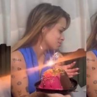 Kamylinha cai no choro em festa de 18 anos sem Hytalo Santos, preso há quase um mês acusado de crimes contra menores: 'Falta parte de mim'