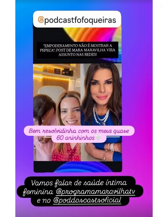 Xuxa foi provocada por Mara, que citou cuidados com a saúde íntima da mulher