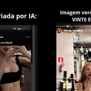 Vic Nacif teve uma foto alterada por inteligência artificial. Os farsantes inseriram um cordão idêntico a um de Hulk, em uma tentativa de apontá-la como amante do jogador