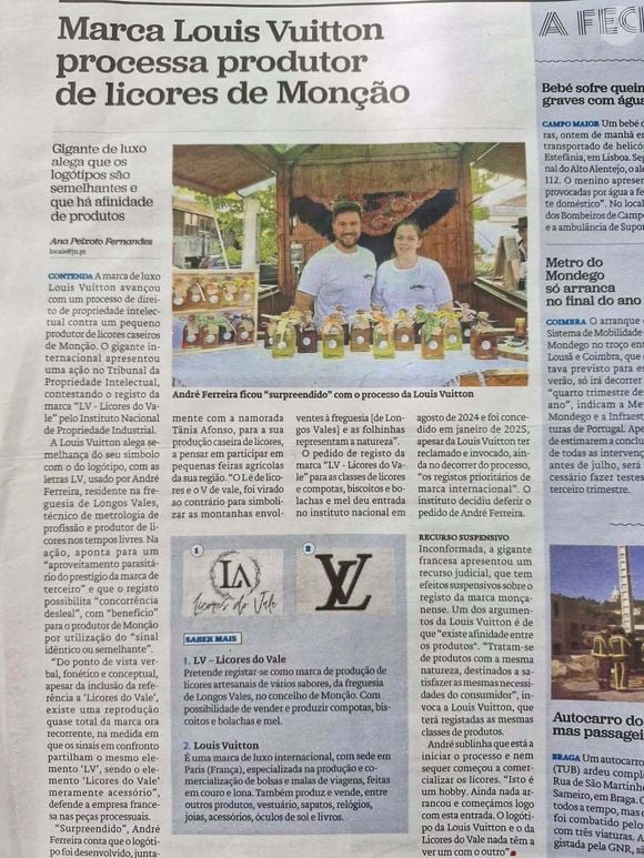 Nas redes sociais, a Licores do Vale comemorou a decisão e publicou um foto de jornal falando sobre o processo contra a Louis Vuitton