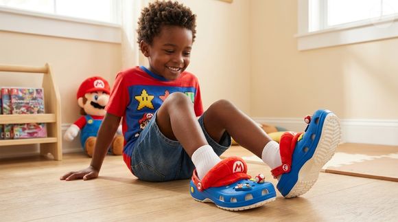 Para quem cresceu acompanhando Super Mario, a nova Crocs Mario Classic Clog funciona como uma verdadeira viagem no tempo. O modelo reúne referências como Super Estrela, Super Cogumelo, moeda e Bloco de Interrogação (?) entre seus Jibbitz exclusivos