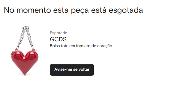 No site da Farfetch Brasil, a bolsa da grife italiana usada por Karoline Lima está esgotada, no momento.