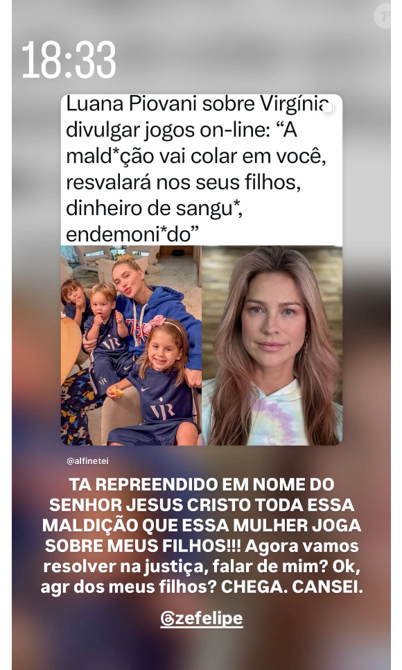 Virgínia Fonseca se revoltou com a fala de Luana Piovani e anunciou que tomará medidas judiciais