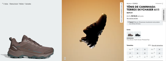 O Adidas Terrex Skychaser AX5 custa R$ 799,99 no site oficial da marca