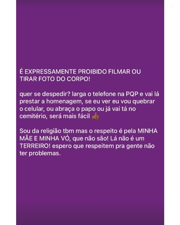 Irmão de Pedro Henrique Duarte fez forte aviso envolvendo velório e sepultamento com relação à proibição de fotos e vídeos no cemitério