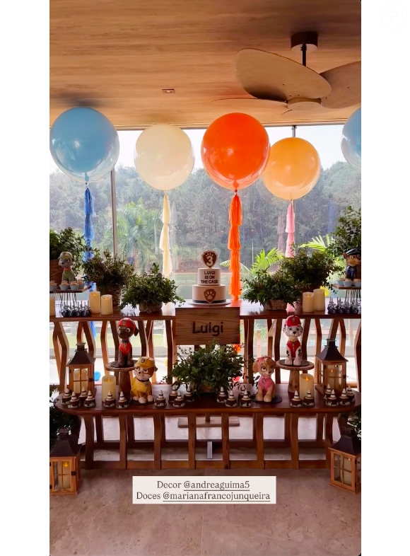 Em suas redes sociais, Fabiana Justus mostrou os detalhes da decoração da festa