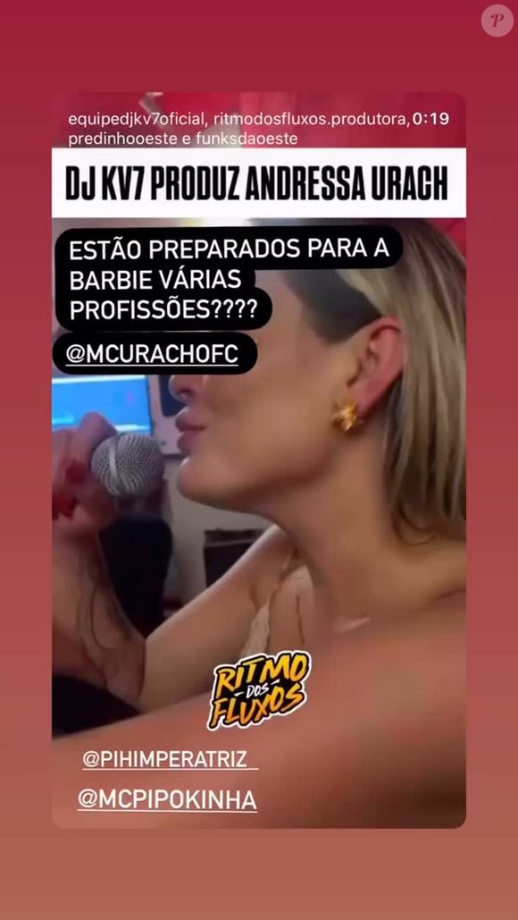 Andressa Urach vai lançar uma parceria com MC Pipokinha, ainda sem data de lançamento anunciada