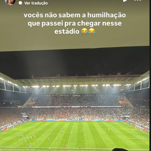 MC Mirella foi assistir à final do Paulistão entre Corinthians e Palmeiras e desabafou.