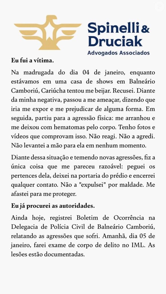 Danilo Bravo acusou Cariúcha de ter tentando beijá-lo à força