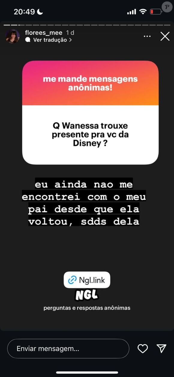 Filha de Dado Dolabella diz que sente saudade de Wanessa Camargo