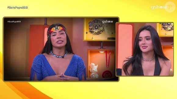 O recado enviado por Marciele também marcou a participação de Jordana no bate-papo. Ao assistir às imagens, a ex-sister reagiu surpresa: 'O que aconteceu tanto pra tudo isso?'