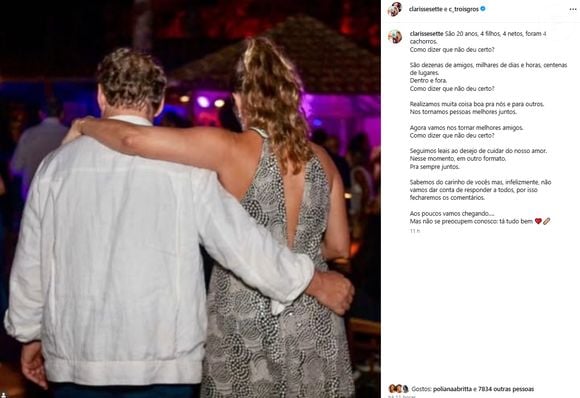 Claude Troisgros e Clarisse Sette: psicóloga questionou 'como dizer que não deu certo?' ao falar das duas décadas de casamento como chef de programas da Globo
