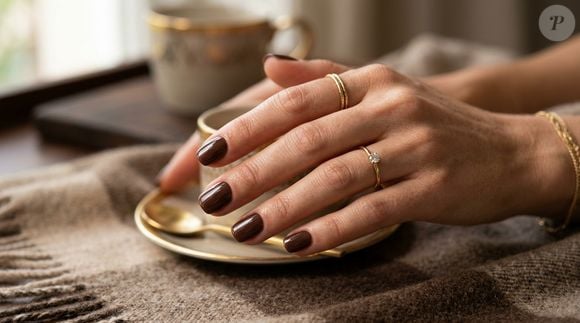 Considerado um dos tons mais populares do ano, o marrom-chocolate também funciona na primavera. Nas unhas curtas, a cor entrega elegância, calor e um toque glamouroso sem esforço