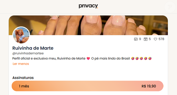 Ruivinha de Marte brinca que é dona do ‘pé mais bonito do Brasil’ na Privacy