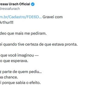 Andressa Urach fez o anúncio através do perfil no X, antigo Twitter