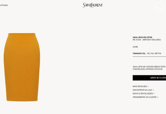 Sabrina Sato usou uma saia lápis na cor ocre