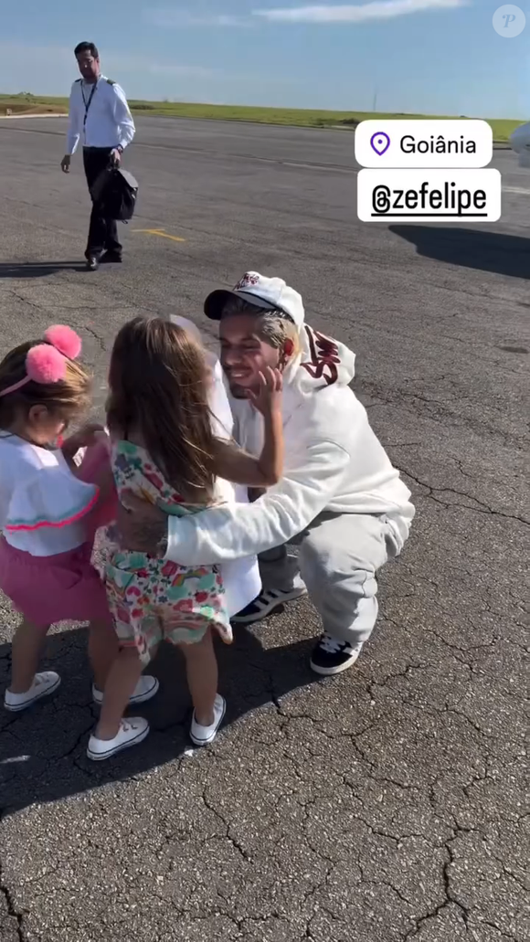 Zé Felipe reencontrou as filhas, Maria Alice e Maria Flor, pela primeira vez após se separar de Virginia Fonseca ao retornar para o Brasil