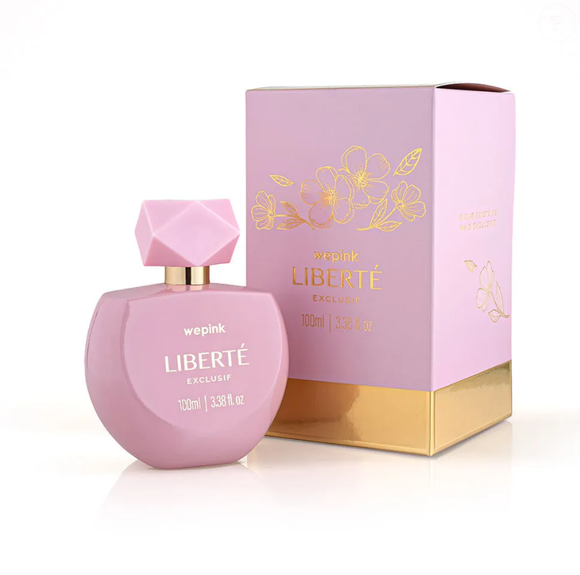 Perfume feminino Liberté Exclusiv da WePink, de Virginia Fonseca, é da família floral oriental com notas sofisticadas de toranja, lichia, rosas e noz-moscada.